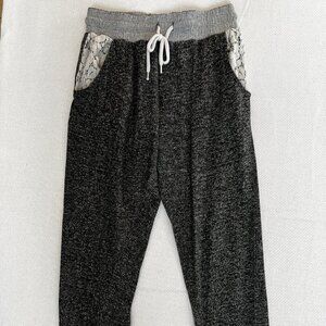 Empyre Y2K Joggers Grey Lounge Pants Sweats Drawstrings Lace Accents Small